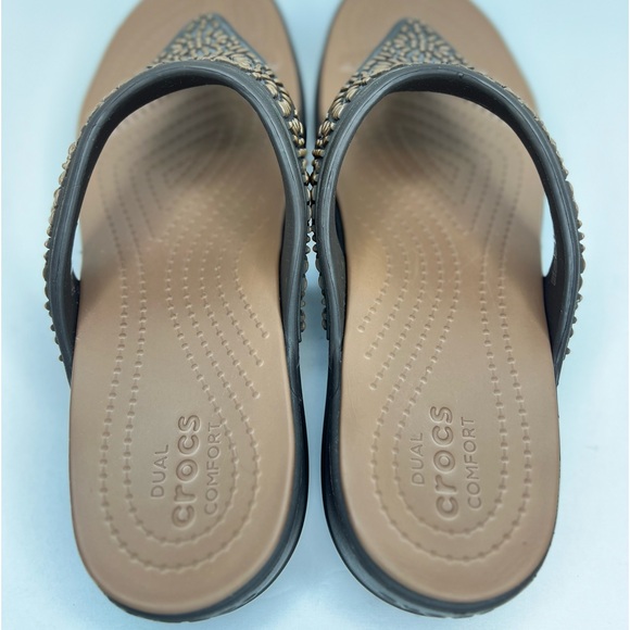 Crocs Monterey Diamante Wedges Womens Sz 11 Espresso/Bronze LKNW Condition - Picture 8 of 13